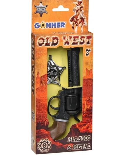 Gonher Cowboy Revolver med merke